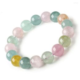 Strand 12mm Genuine Colorful Natural Morganite Bracelets For Women Men Big Healing Crystal Round Bead Stretch Braceket Drop