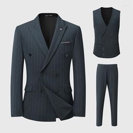 Men's Suits High Quality Wedding Suit For Men (suit Vest Trousers) Three-piece Set Plus Fat Groom Man Dress British Style