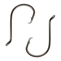 100pcs 7384 High Carbon Steel Fishing Hooks Black Offset Sport Circle Bait Fishing Hook Size 1-8 02798