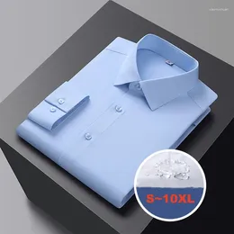 Men's Casual Shirts Big Size S-6XL Bamboo Fibre Social Dress Shirt For Mens Long Sleeve Breathable Waterproof Anti-fouling Slim Fit Business