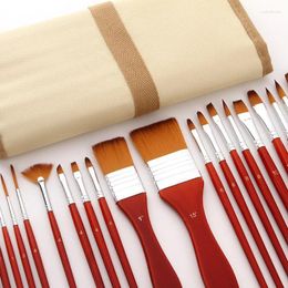 Makeup Brushes Bright And Beautiful Red Pen Holder 24 Nylon Bristle Brush Set Curtain Oil Painting Watercolour