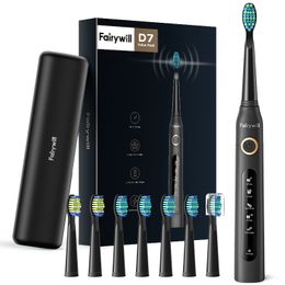 Toothbrush Fairywill Electric Sonic Waterproof USB Rechargeable Replacement Brush Heads Smart Timer Adult Home FW507 230421