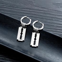 Stud Earrings Fashion Stainless Steel Blade Vintage Razor Hollow Drop Women Men Punk Jewellery Hip Hop Street Dangle