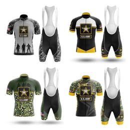 2022 US Army Cycling Team Jersey Bike Shorts Bib Set Ropa Ciclismo MenS MTB Shirt Summer Pro Bicycling Maillot Bottom Clothing298i