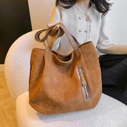 Evening Bags CGCBAG Vintage Corduroy Women Shopper Shoulder Bag 2023 Lage Capacity Female Tote Commuting Simple Designer Handbags