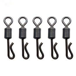 100pcs Matte Black Rolling Quick Change Swivels Carp Rigs Long Body Q-shaped Swing Snap Connector Carp Fishing Accessories2848