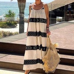 Womens Clothing Summer Fashion Bohemian Casual Dresses Mid Length Printing Slip