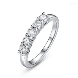 Cluster Rings TKJ Moissanite 5 Stone Wedding Band 3mm 925 Sterling Silver Engagement Bridal Anniversary