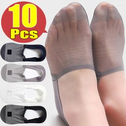 Men's Socks 10Pcs 5Pairs Casual For Men Invisible Low Cut Sock Silicone Non-slip Ankle Summer Breathable Boat Slippers