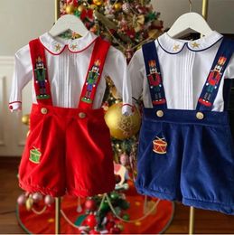 Clothing Sets Baby Boy Set Autumn Winter Red Blue Velvet Nutcracker Embroidery Vintage for Christmas Eid Causal 231122