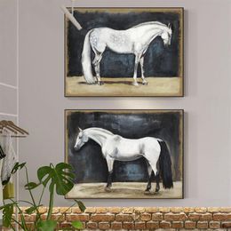 Vintage Saudi Horse Poster Modern Animals Canvas Painting Prints Horse Wall Art Picture for Living Room Decor Cuadros No Frame331y