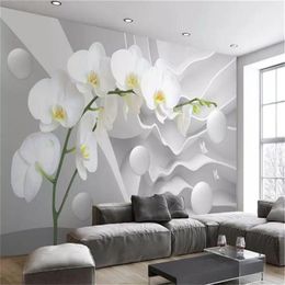 Custom 3d Mural Wallpaper Dabstract Space Phalaenopsis Ball Living Room TV Background Bound Wall Home Improvement Silk Wallpapers307f