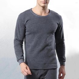 Men's Thermal Underwear Cozy Set Winter Men Warm Slim Fit Elastic Pajamas For Homewear