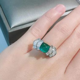 Cluster Rings Simulated Colombia Cultivate Emeralds For Women Cute Sweets Design Luxury Adjustable Open Ring Colour Treasure Jewellery