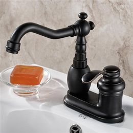 Bathroom Sink Faucets Luxury Oil Rubbed Bronze Deck Mounted Single Handle Vessel Basin Faucet Mixer Taps Anf287