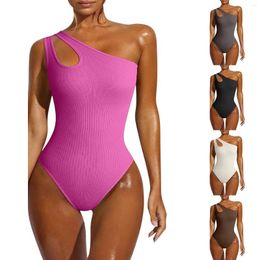 Men's Body Shapers Women's One Shoulder Bodysuit Sexy Hollow Out Neck Sleeveless Thong Express Womens Tops Sheer Corset Sweat Waist Trainer