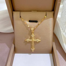 Pendant Necklaces Stainless Steel Micro Paved Zirconia Cross Pendants Necklace For Women Luxury Adjust Choker Fashion Jewelry Accessories
