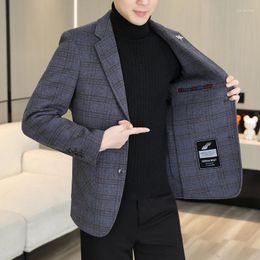 Men's Suits Fashion Double-sided Wool Business Casual Elegant Slim-fit Wedding Gentleman Korean Version Trend Host Blazer
