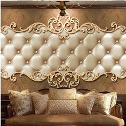 European retro soft bag atmospheric TV background wall mural 3d murals wallpaper for living room2758