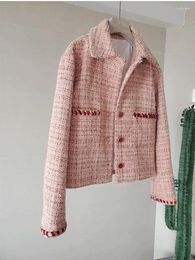 Women's Jackets Runway Fall Spring High Quality Luxury Elegant Woollen Tweed Jacket All Match Coat Top Outerwear Casacos