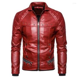 Men's Jackets 3 Colors! 2023 Autumn And Winter Detachable Fur Collar Punk Style Thickened Motorcycle Coat Leather Jacket Men