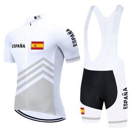 2021 Team Spain Cycling Jersey Bib Set White Bicycle Clothing Quick Dry Bike Clothes Wear Men's Short Maillot Culotte Suit229L