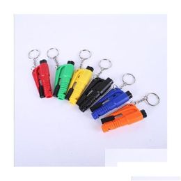 Keychains & Lanyards Keychains Lanyards Life Saving Hammer Key Chain Rings Portable Self Defense Emergency Rescue Car Accessories Seat Dh7Zy