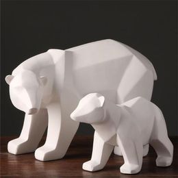 simple white abstract geometric polar bears sculpture ornaments modern home decorations gift crafts ornamentation statue T200331243H