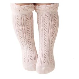 Summer baby girls lace hollow socks children ruffle knee high princess socks baby cotton legs toddler kids cotton breathabler sock A1804