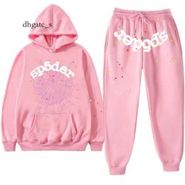 dhgate sp5der tracksuit Sweatshirts Sp5der Autumn Winter Sportswear Suit Sweater Mens Fleece Casual Pants Sports Man Pant Pink spider hoodie Cotton