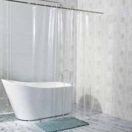 Shower Curtains Transparent Curtain Waterproof Clear White PEVA Bath Liner for Bathroom Mildew Home el with Free Hooks 230422