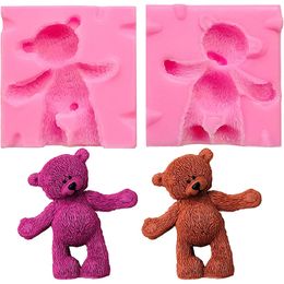 Baking Moulds 3D Bear Silicone Mold Bear Doll Fondant Mold Chocolate Candy Sugar Craft Gum Paste Mould Clay Soap Candle Mold Cake Decoration 230421