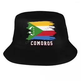 Berets Bucket Hats Comoros Flag Cool Fans Sun Shade Outdoor Summer Fisherman Caps Fishing Hat