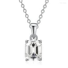 Pendants European And American S925 Silver Collarbone Chain Small Fresh Necklace High Carbon Diamond Emerald Pendant