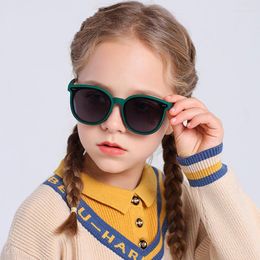 Sunglasses 3-12 Years Kids Polarized Boys' Soft TPEE Frame Cat Eye Design Fashion Sun UV400 Protection Oval Glasses