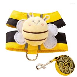 Dog Collars Vest Harness Small Size No-Choke Pet Cute Bee Design Heavy Duty No Pull 4.9ft Leash For Puppy