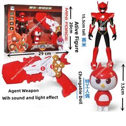 Action Toy Figures MiniForce X Weapon Mini Force Agent Transformation Action Figures With Sound and Light Watch Deformation Robots Kids Toys Gifts 230422