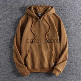 Men's Jackets European and American washed cotton terry hooded sweater men's sports and leisure cardigan coat solid color Joker youth hoodie J231121