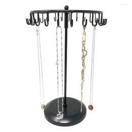 Jewellery Pouches Rotating Ring Display Holder Organiser Necklace Stand Rack 23 Hooks Metal Shelf Home Goods