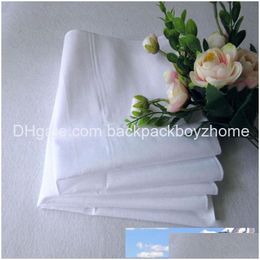 Handkerchief Wholesale White Pure Color Small Square Cotton Sweat Towel Plain Drop Delivery Home Garden Textiles Ot1Cg