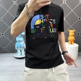 Men's T-Shirts Designer Silk cotton short sleeved t-shirt Men's European and American trendy cartoon hot diamond T-shirt with bottom top