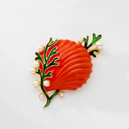 Brooches Drip-glazed Shell Pearl High-end Delicate Enamel Personality Vintage Brooch Pin Jewellery Clothing Accessories For Women