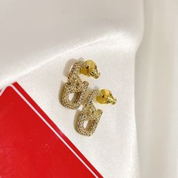 Earring Designer Gold Heart shaped Pearl Crystal Gold Double V Letter 925s Silver Jewellery Womens Design Earrings