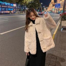 Women's Trench Coats Korean Version Winter Plush Jacket 2023 Loose Thickened Short Cotton Coat Student Cute Outfit Fur Fall Top