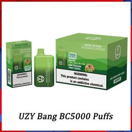 Original UZY Bang BC5000 Puff Disposable E Cigarettes 1.2ohm Mesh Coil 12ml Pod Battery Rechargeable Electronic Cigs Puff 5K 0% 2% 3% 5% Disposable Vape Kit Fast Ship