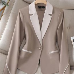 Women's Suits Long Sleeve Office Ladies Formal Women Blazers And Jackets Beige Blue Brown Female Business Work Wear Slim Jacket Autumn