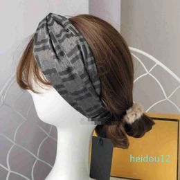 Elastic Cross Headbands Bandanas hair bands for Women Fashion Brown Denim Cotton letter Printed Turban sports headband Headwraps Gift Good Quality