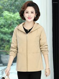 Women's Jackets Women Casual Hooded Blue Khaki Pink Plain Colour Coat With Hood Zipper Outerwear Ladies 2023 Spring Autumn Clothings