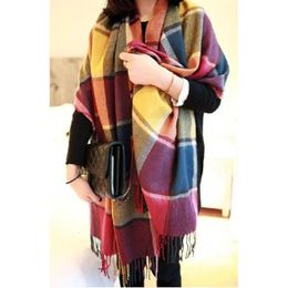 Scarves Winter womens plaid imitation cashmere scarf autumn and winter thick fashion warm wild shawl 231122