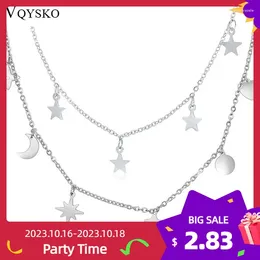 Pendant Necklaces VQYSKO Star Moon Choker Delicate Necklace Layered Celestial Jewellery For Her Mothers Day Gifts